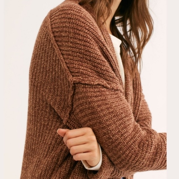 Free People Brown Women's high hopes Cardigan knit oversized small - Picture 2 of 9
